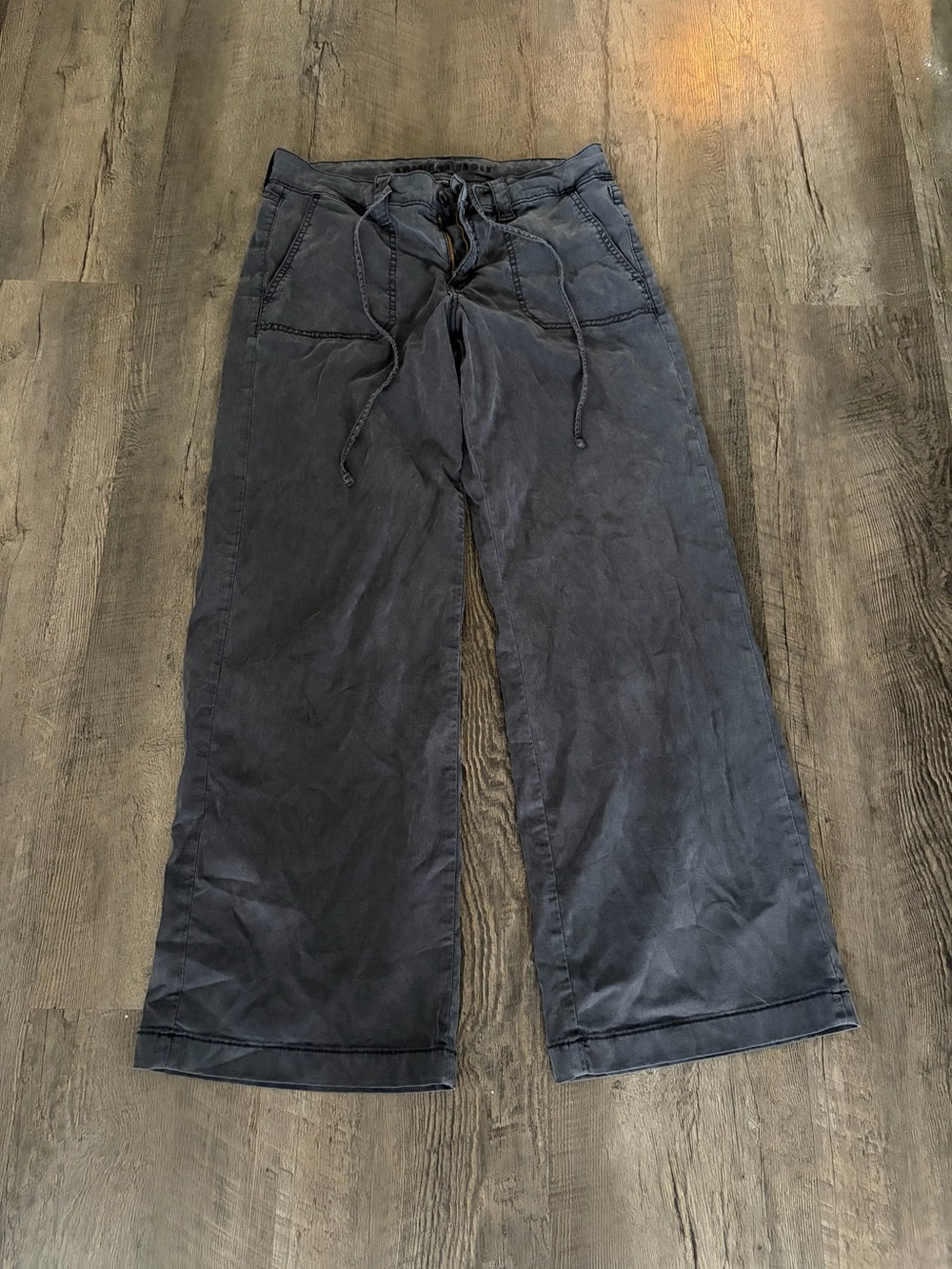 American Eagle Outfitters Wide-Leg Drawstring Pants - Dark Slate